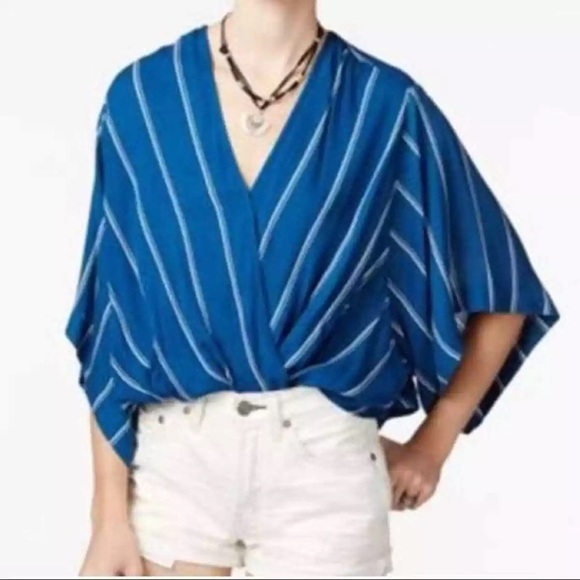 Free People Sleepy Time Indigo Stripe Kimono Top   Size small - Picture 1 of 8